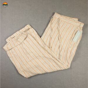 NWT Coldwater Creek Crop Pants Flex Copper Striped Drawstring Waist Women's 1X